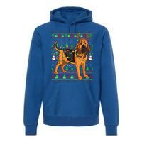 Xmas Family Matching Reindeer Ugly Bloodhound Christmas Gift Premium Hoodie