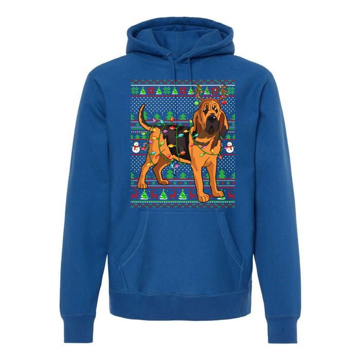 Xmas Family Matching Reindeer Ugly Bloodhound Christmas Gift Premium Hoodie