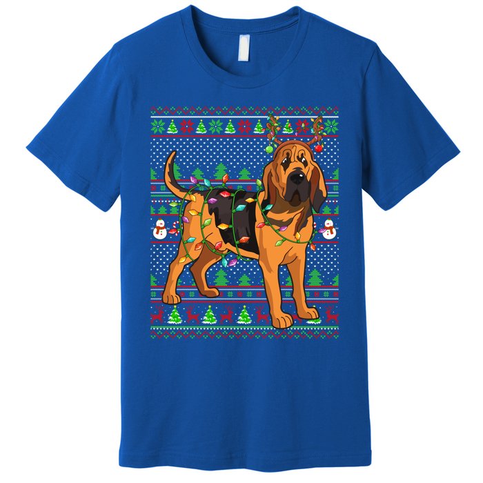 Xmas Family Matching Reindeer Ugly Bloodhound Christmas Gift Premium T-Shirt