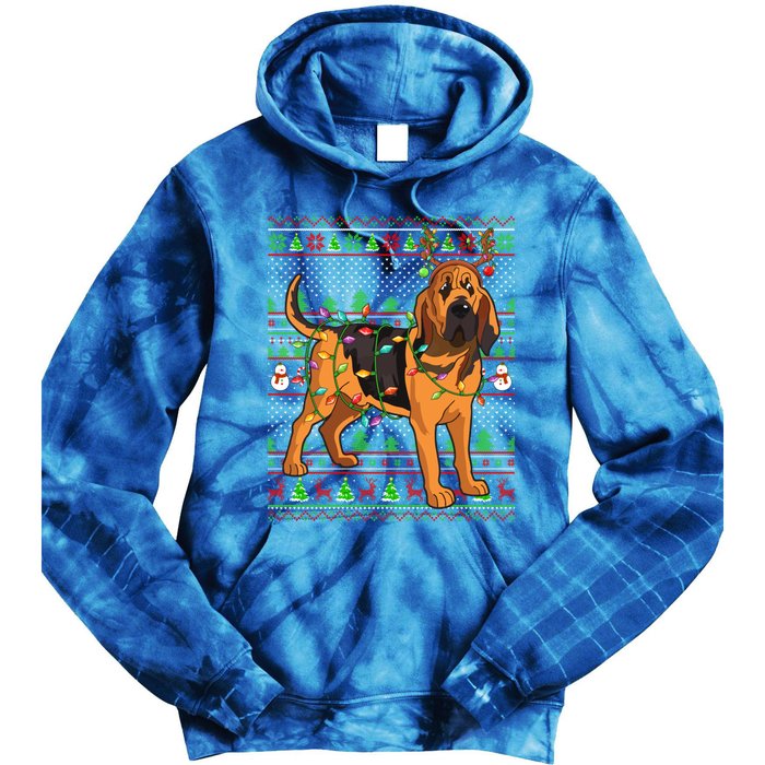 Xmas Family Matching Reindeer Ugly Bloodhound Christmas Gift Tie Dye Hoodie