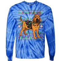 Xmas Family Matching Reindeer Ugly Bloodhound Christmas Gift Tie-Dye Long Sleeve Shirt