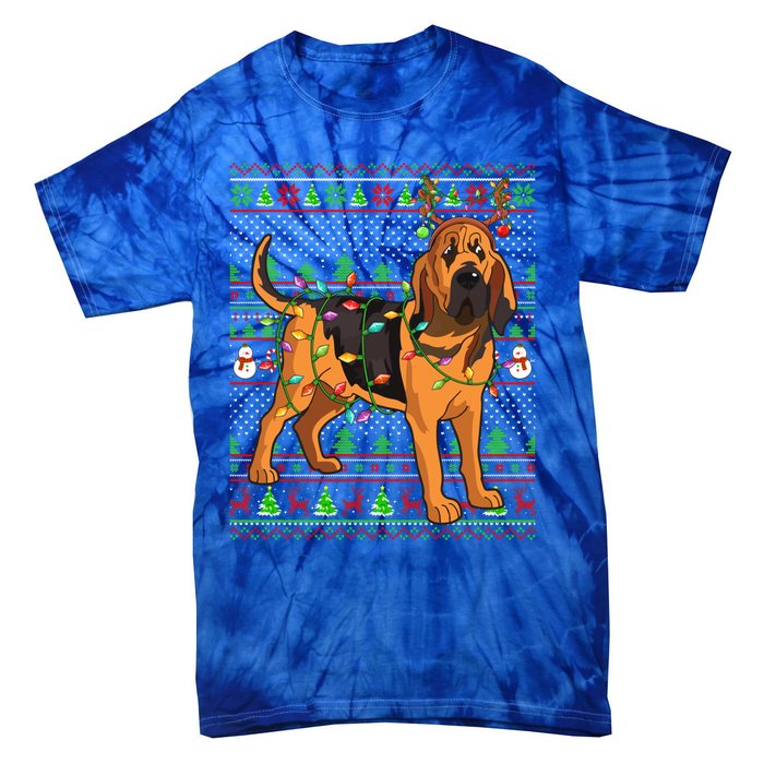 Xmas Family Matching Reindeer Ugly Bloodhound Christmas Gift Tie-Dye T-Shirt