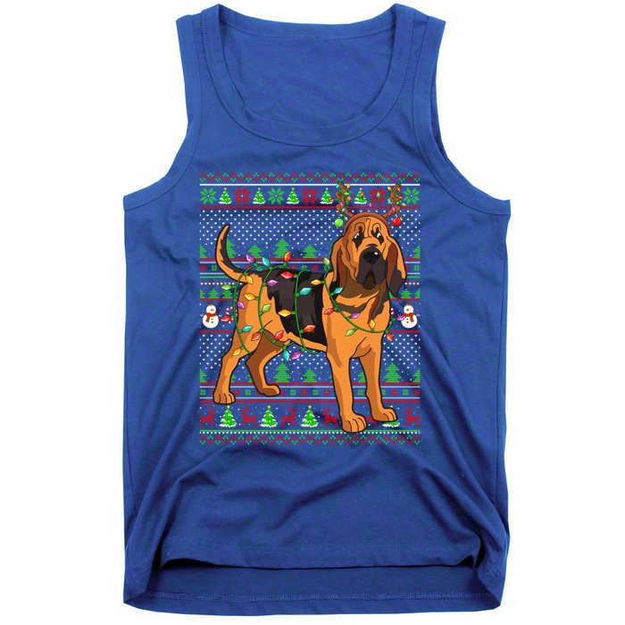 Xmas Family Matching Reindeer Ugly Bloodhound Christmas Gift Tank Top