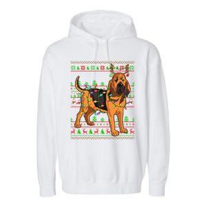 Xmas Family Matching Reindeer Ugly Bloodhound Christmas Gift Garment-Dyed Fleece Hoodie