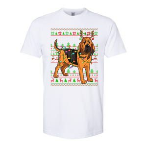 Xmas Family Matching Reindeer Ugly Bloodhound Christmas Gift Softstyle CVC T-Shirt