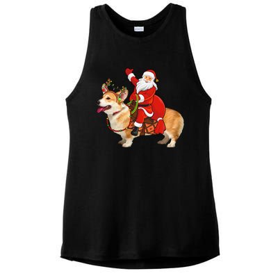 Xmas Family Matching Funny Santa Riding Corgi Christmas Gift Ladies PosiCharge Tri-Blend Wicking Tank