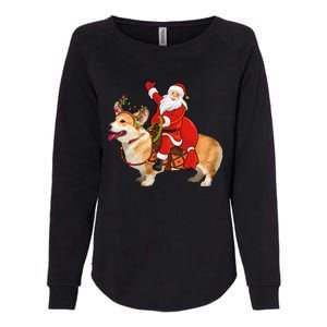 Xmas Family Matching Funny Santa Riding Corgi Christmas Gift Womens California Wash Sweatshirt