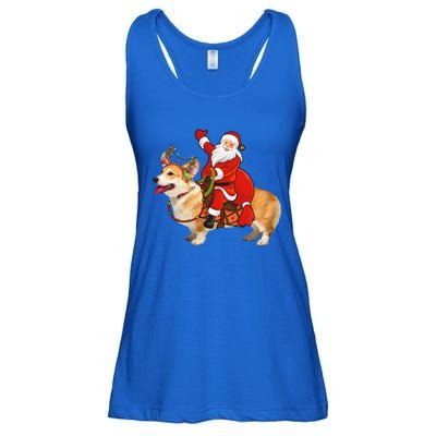 Xmas Family Matching Funny Santa Riding Corgi Christmas Gift Ladies Essential Flowy Tank