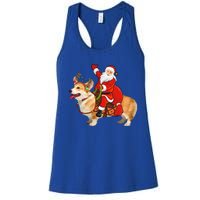 Xmas Family Matching Funny Santa Riding Corgi Christmas Gift Women's Racerback Tank