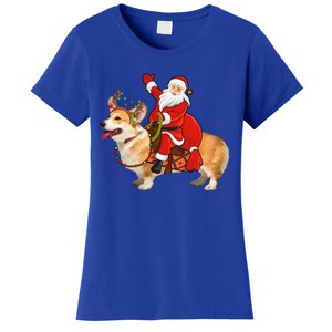 Xmas Family Matching Funny Santa Riding Corgi Christmas Gift Women's T-Shirt