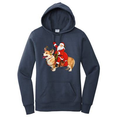 Xmas Family Matching Funny Santa Riding Corgi Christmas Gift Women's Pullover Hoodie