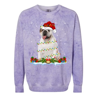 Xmas Family Matching Santa Hat English Bulldog Christmas Gift Colorblast Crewneck Sweatshirt