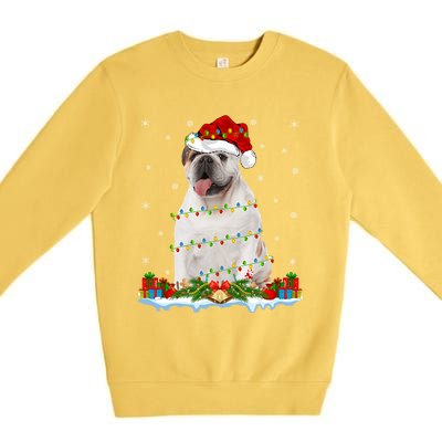 Xmas Family Matching Santa Hat English Bulldog Christmas Gift Premium Crewneck Sweatshirt