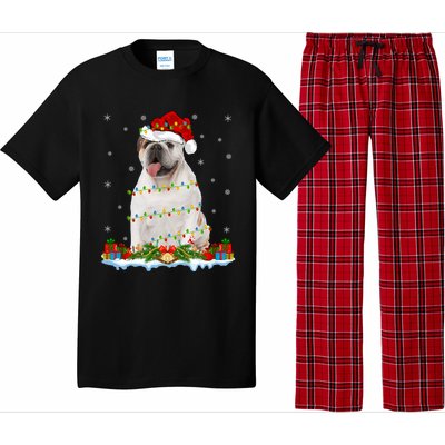 Xmas Family Matching Santa Hat English Bulldog Christmas Gift Pajama Set