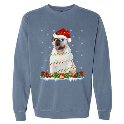 Xmas Family Matching Santa Hat English Bulldog Christmas Gift Garment-Dyed Sweatshirt