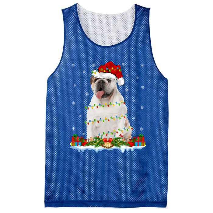 Xmas Family Matching Santa Hat English Bulldog Christmas Gift Mesh Reversible Basketball Jersey Tank