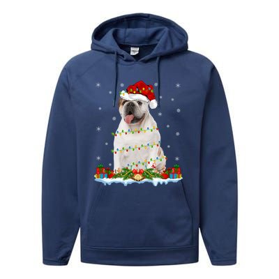 Xmas Family Matching Santa Hat English Bulldog Christmas Gift Performance Fleece Hoodie