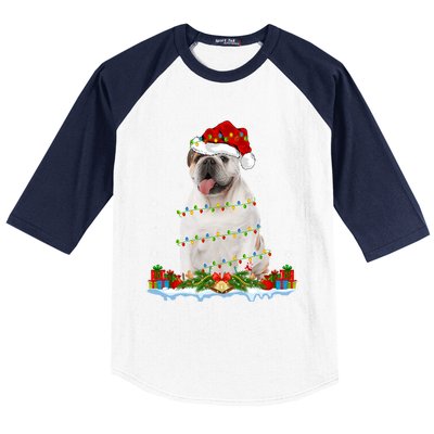 Xmas Family Matching Santa Hat English Bulldog Christmas Gift Baseball Sleeve Shirt