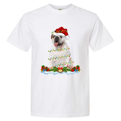 Xmas Family Matching Santa Hat English Bulldog Christmas Gift Garment-Dyed Heavyweight T-Shirt