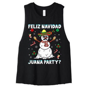 Xmas Feliz Navidad Juana Party Cool Mexican Funny Christmas Women's Racerback Cropped Tank