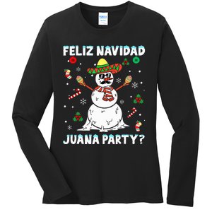 Xmas Feliz Navidad Juana Party Cool Mexican Funny Christmas Ladies Long Sleeve Shirt