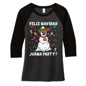 Xmas Feliz Navidad Juana Party Cool Mexican Funny Christmas Women's Tri-Blend 3/4-Sleeve Raglan Shirt