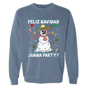 Xmas Feliz Navidad Juana Party Cool Mexican Funny Christmas Garment-Dyed Sweatshirt