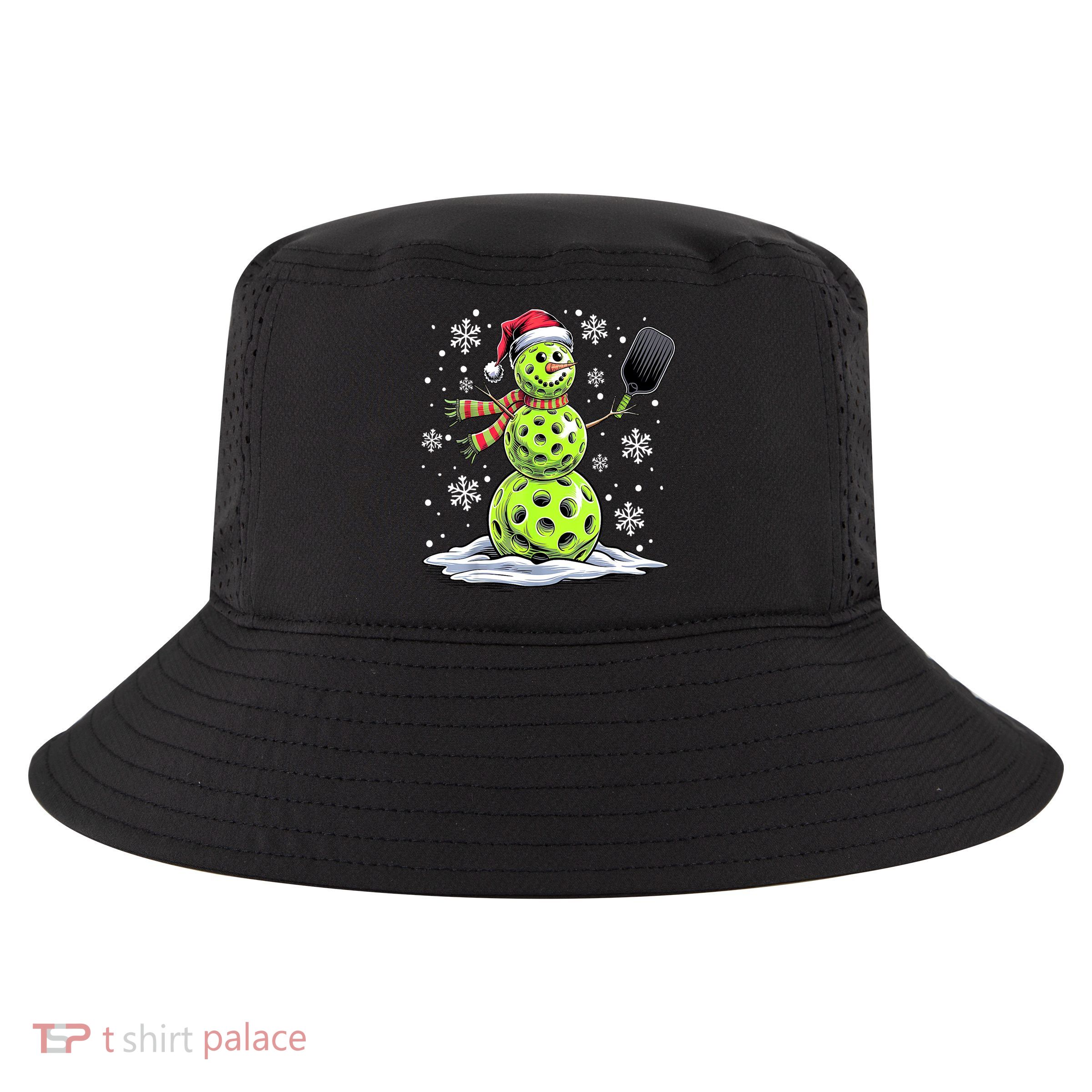 Xmas Funny Pickleball Snowman Player Santa Hat Christmas Gift Cool Comfort Performance Bucket Hat