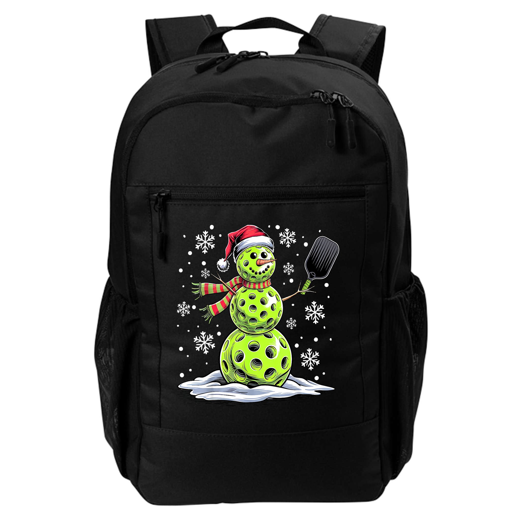Xmas Funny Pickleball Snowman Player Santa Hat Christmas Gift Backpack