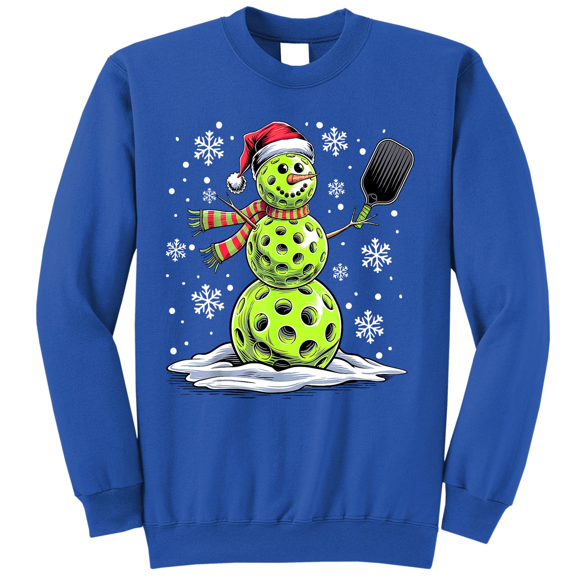 Xmas Funny Pickleball Snowman Player Santa Hat Christmas Gift Sweatshirt