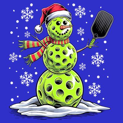Xmas Funny Pickleball Snowman Player Santa Hat Christmas Gift T-Shirt