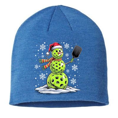 Xmas Funny Pickleball Snowman Player Santa Hat Christmas Gift Sustainable Beanie