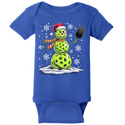 Xmas Funny Pickleball Snowman Player Santa Hat Christmas Gift Baby Bodysuit