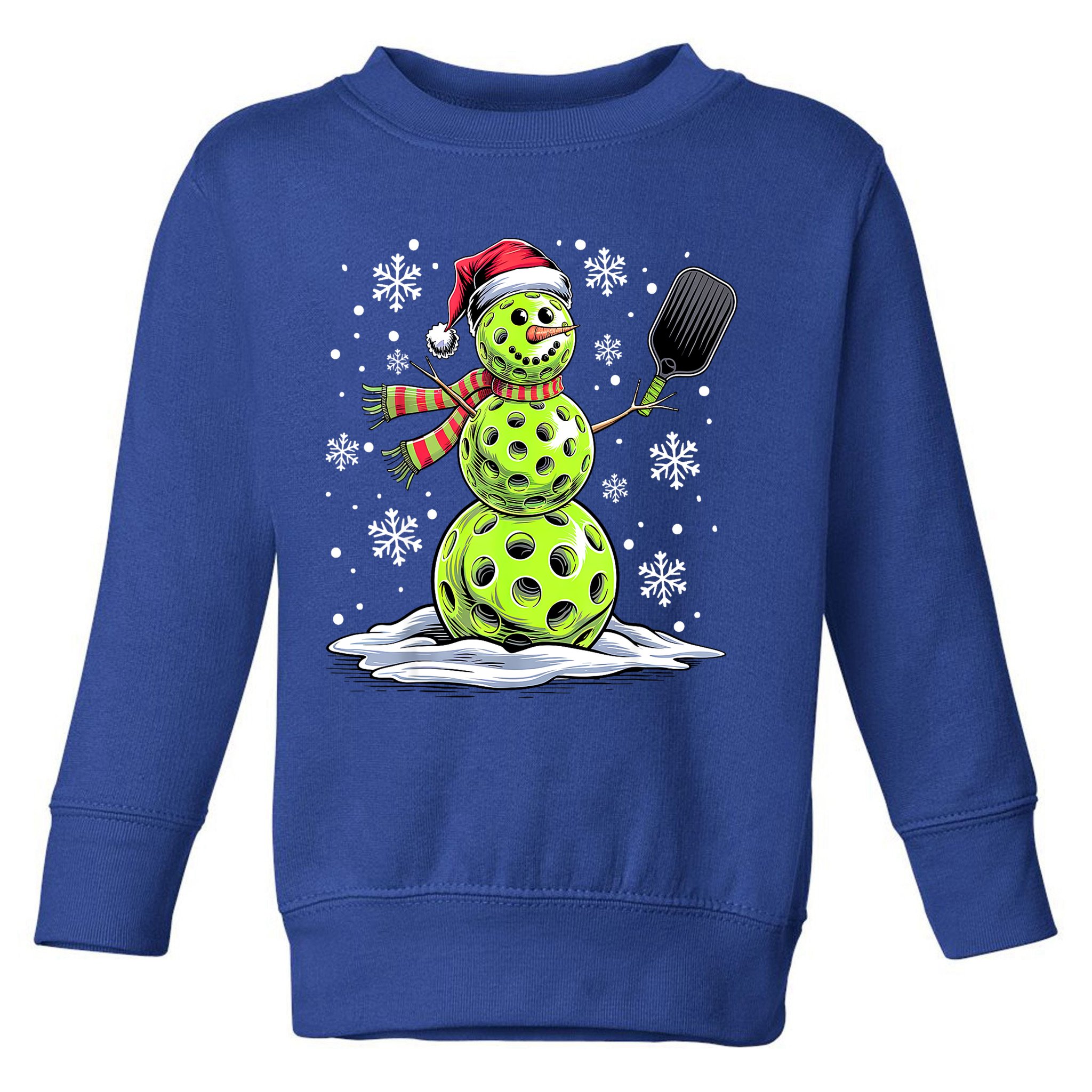 Xmas Funny Pickleball Snowman Player Santa Hat Christmas Gift Toddler Sweatshirt