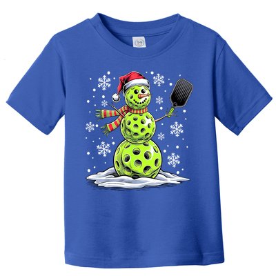 Xmas Funny Pickleball Snowman Player Santa Hat Christmas Gift Toddler T-Shirt