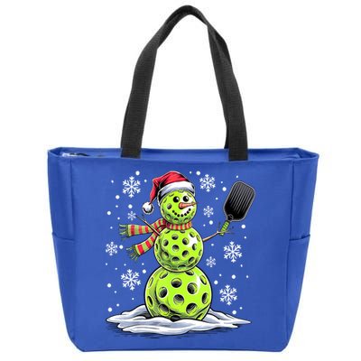 Xmas Funny Pickleball Snowman Player Santa Hat Christmas Gift Zip Tote Bag