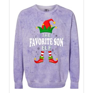 Xmas Favorite Son Elf Family Matching Christmas Pajama Colorblast Crewneck Sweatshirt