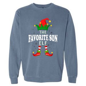 Xmas Favorite Son Elf Family Matching Christmas Pajama Garment-Dyed Sweatshirt