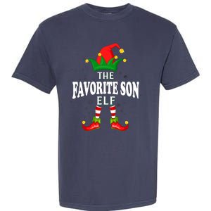 Xmas Favorite Son Elf Family Matching Christmas Pajama Garment-Dyed Heavyweight T-Shirt