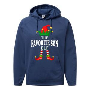 Xmas Favorite Son Elf Family Matching Christmas Pajama Performance Fleece Hoodie