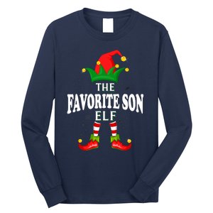 Xmas Favorite Son Elf Family Matching Christmas Pajama Long Sleeve Shirt