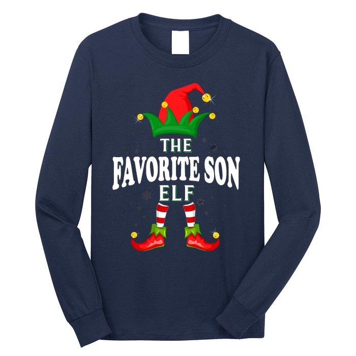 Xmas Favorite Son Elf Family Matching Christmas Pajama Long Sleeve Shirt