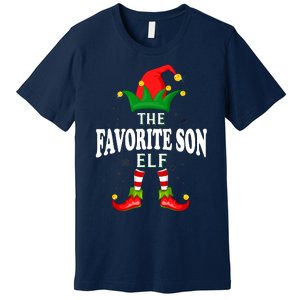 Xmas Favorite Son Elf Family Matching Christmas Pajama Premium T-Shirt