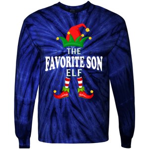 Xmas Favorite Son Elf Family Matching Christmas Pajama Tie-Dye Long Sleeve Shirt