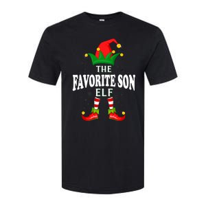 Xmas Favorite Son Elf Family Matching Christmas Pajama Softstyle CVC T-Shirt