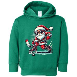 Xmas Funny Santa Playing Ice Hockey Loverschristmas Gift Toddler Hoodie