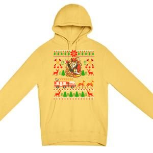 Xmas Firefighter Santa Lover Fire Truck Fire Ugly Sweater Gift Premium Pullover Hoodie