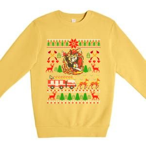 Xmas Firefighter Santa Lover Fire Truck Fire Ugly Sweater Gift Premium Crewneck Sweatshirt