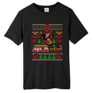 Xmas Firefighter Santa Lover Fire Truck Fire Ugly Sweater Gift Tall Fusion ChromaSoft Performance T-Shirt