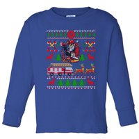 Xmas Firefighter Santa Lover Fire Truck Fire Ugly Sweater Gift Toddler Long Sleeve Shirt